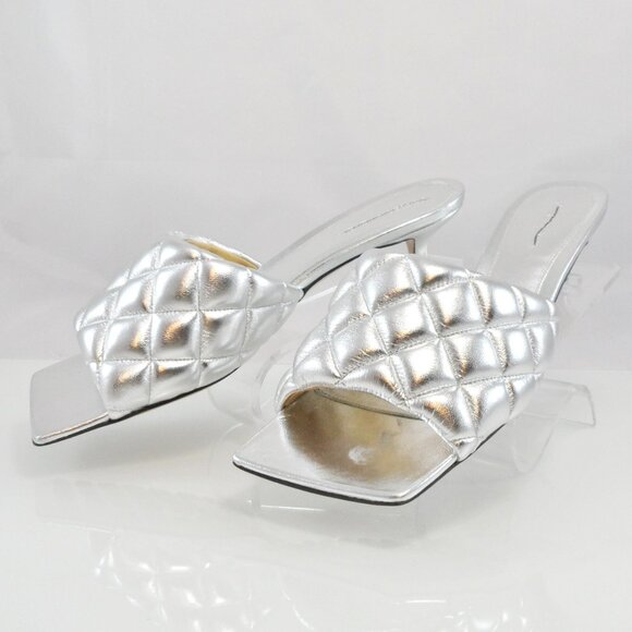 NIB$1200 Bottega Veneta Padded Quilted Metallic Kitten-Heel Slip-On Mules 40 10 - Picture 15 of 16